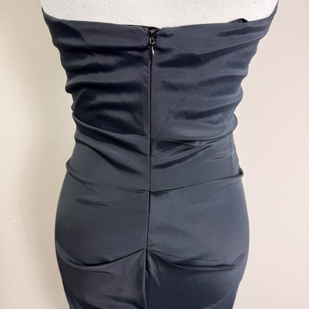 Cache Black Strapless Mermaid Gown Pleated Bustier Ruched Formal Evening Dress 4 - Picture 5 of 11